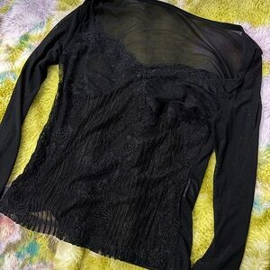Shein Black Sheer Lace Top